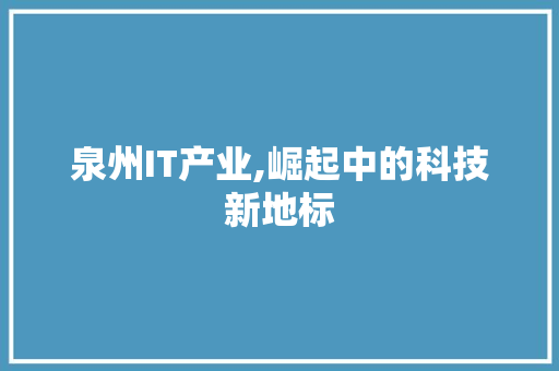 泉州IT产业,崛起中的科技新地标