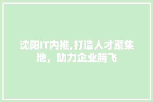 沈阳IT内推,打造人才聚集地，助力企业腾飞