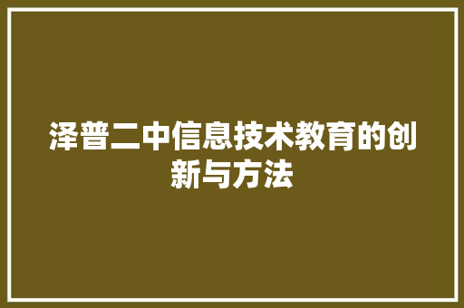 泽普二中信息技术教育的创新与方法 必应SEO