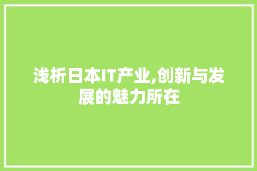 浅析日本IT产业,创新与发展的魅力所在