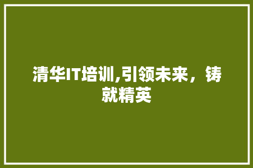 清华IT培训,引领未来，铸就精英