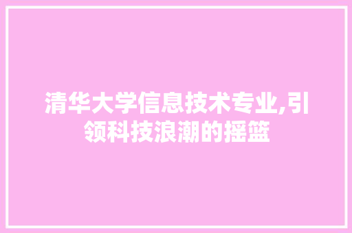 清华大学信息技术专业,引领科技浪潮的摇篮