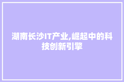 湖南长沙IT产业,崛起中的科技创新引擎