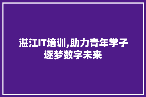 湛江IT培训,助力青年学子逐梦数字未来