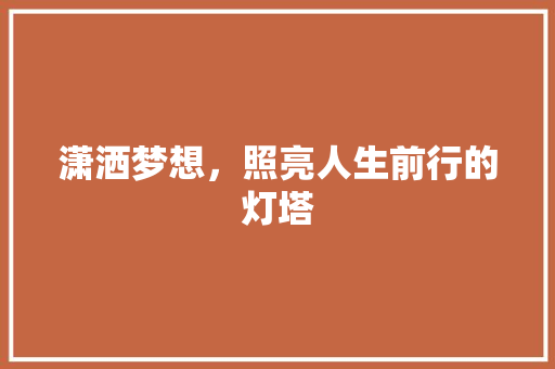 潇洒梦想，照亮人生前行的灯塔