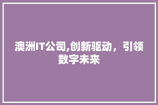 澳洲IT公司,创新驱动，引领数字未来