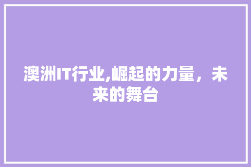 澳洲IT行业,崛起的力量，未来的舞台