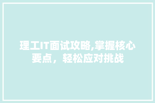 理工IT面试攻略,掌握核心要点，轻松应对挑战