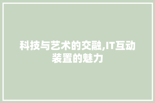 科技与艺术的交融,IT互动装置的魅力 必应SEO