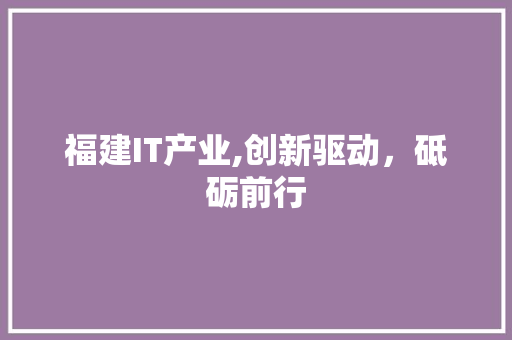 福建IT产业,创新驱动，砥砺前行