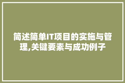 简述简单IT项目的实施与管理,关键要素与成功例子