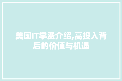 美国IT学费介绍,高投入背后的价值与机遇