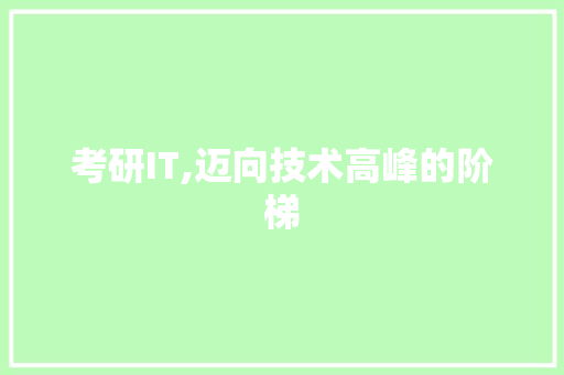 考研IT,迈向技术高峰的阶梯