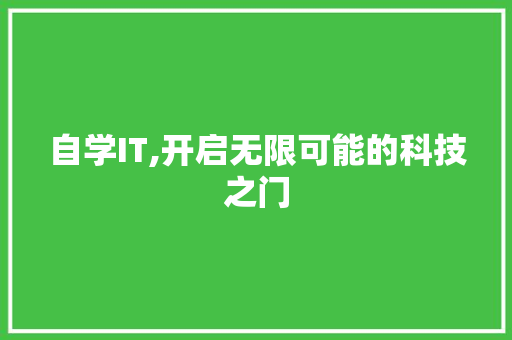 自学IT,开启无限可能的科技之门 网站建设公司