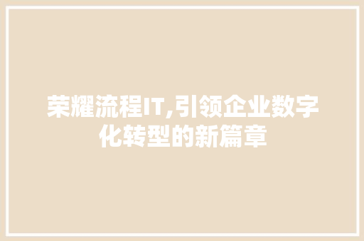 荣耀流程IT,引领企业数字化转型的新篇章 必应SEO