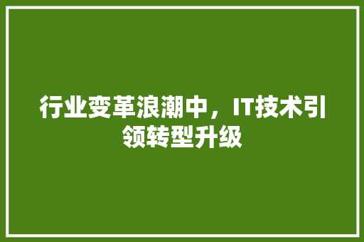行业变革浪潮中，IT技术引领转型升级
