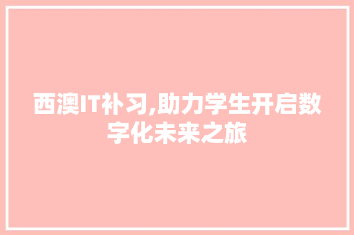 西澳IT补习,助力学生开启数字化未来之旅 搜狗SEO