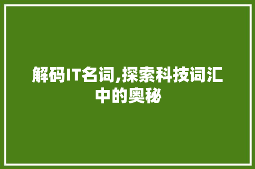 解码IT名词,探索科技词汇中的奥秘