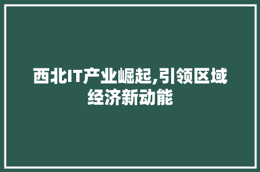 西北IT产业崛起,引领区域经济新动能