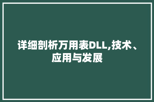 详细剖析万用表DLL,技术、应用与发展 必应SEO