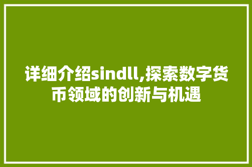 详细介绍sindll,探索数字货币领域的创新与机遇 神马SEO
