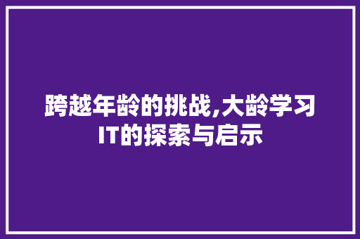 跨越年龄的挑战,大龄学习IT的探索与启示
