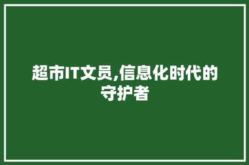 超市IT文员,信息化时代的守护者 神马SEO