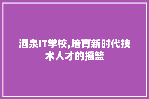 酒泉IT学校,培育新时代技术人才的摇篮