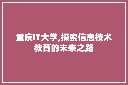 重庆IT大学,探索信息技术教育的未来之路