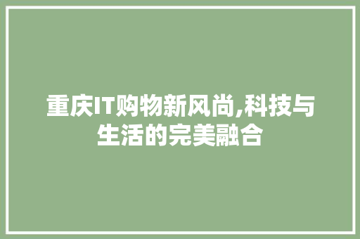 重庆IT购物新风尚,科技与生活的完美融合