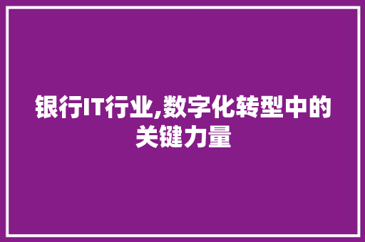 银行IT行业,数字化转型中的关键力量