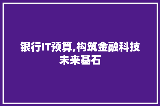 银行IT预算,构筑金融科技未来基石
