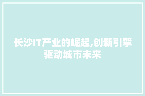 长沙IT产业的崛起,创新引擎驱动城市未来