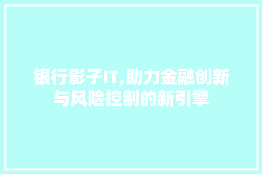 银行影子IT,助力金融创新与风险控制的新引擎