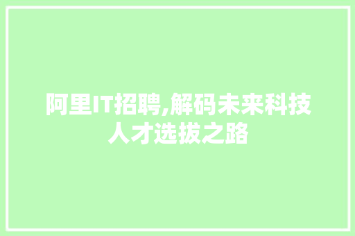 阿里IT招聘,解码未来科技人才选拔之路