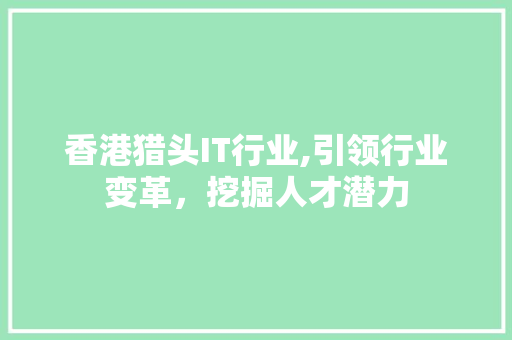 香港猎头IT行业,引领行业变革，挖掘人才潜力