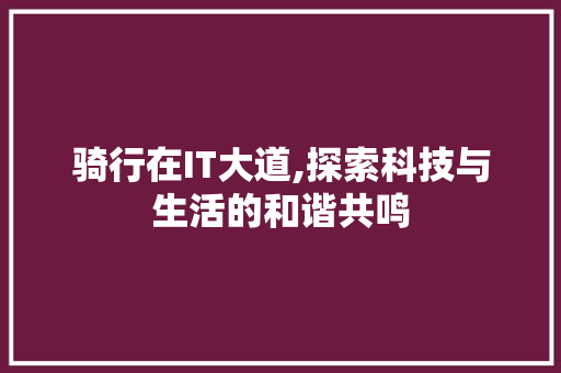 骑行在IT大道,探索科技与生活的和谐共鸣 必应SEO
