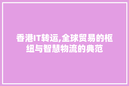香港IT转运,全球贸易的枢纽与智慧物流的典范