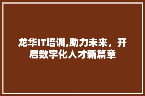 龙华IT培训,助力未来，开启数字化人才新篇章