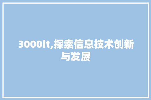 3000it,探索信息技术创新与发展 必应SEO