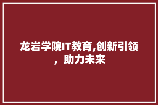 龙岩学院IT教育,创新引领，助力未来