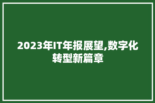2023年IT年报展望,数字化转型新篇章 搜狗SEO