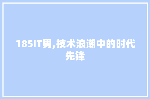 185IT男,技术浪潮中的时代先锋