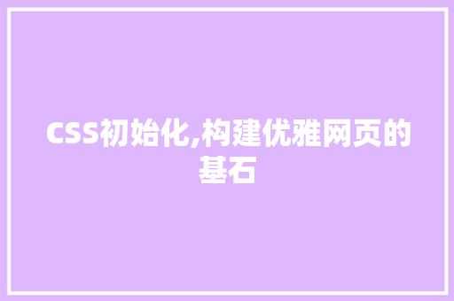 CSS初始化,构建优雅网页的基石 神马SEO