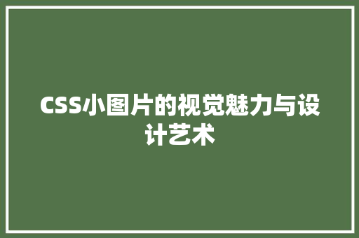 CSS小图片的视觉魅力与设计艺术