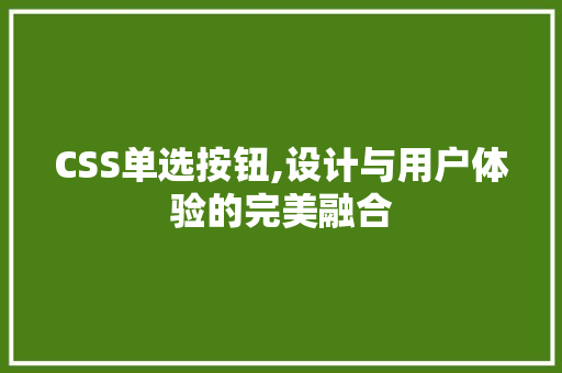 CSS单选按钮,设计与用户体验的完美融合
