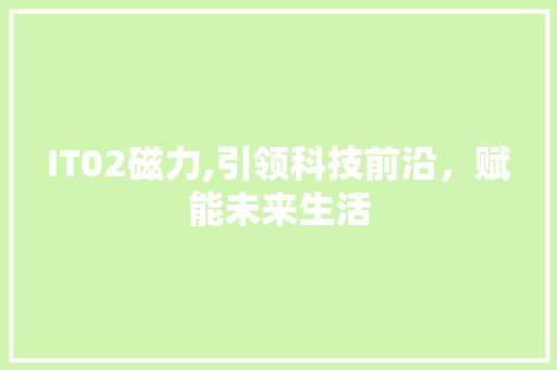IT02磁力,引领科技前沿，赋能未来生活