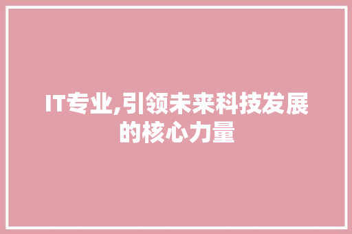 IT专业,引领未来科技发展的核心力量 网站建设公司