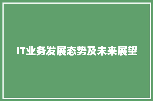 IT业务发展态势及未来展望
