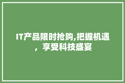 IT产品限时抢购,把握机遇，享受科技盛宴